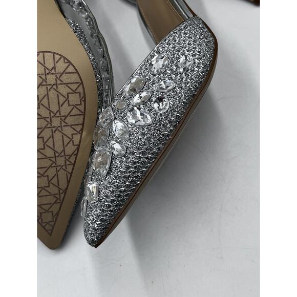 Badgley Mischka Jewel Womens Silver Rhinestone Umay Pointed Toe Stiletto Sz 6 - Picture 9 of 16
